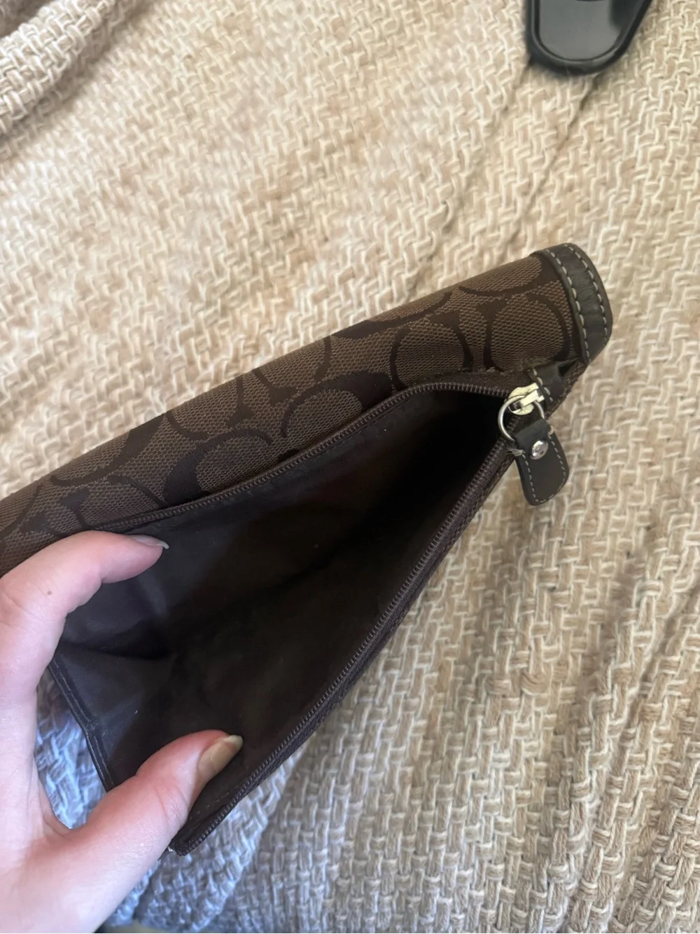 Vintage Coach Signature Brown Canvas Continental Wallet